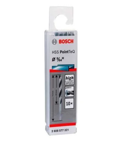 Broca Metal 9/64 (3.5mm), Point-Teq, L=45mm (74mm), Paq 10U; BOSCH