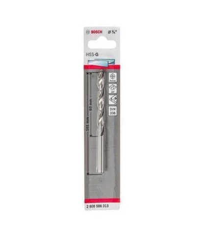 Broca Metal-Madera 1/4 (6.5mm), HSS-G, L=63mm (101mm), 1 Und; BOSCH