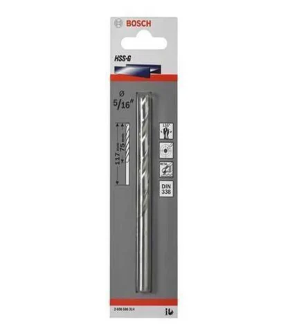 Broca Metal-Madera 5/16 (8mm), HSS-G, L=75mm (117mm), 1 Und; BOSCH