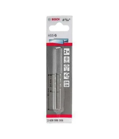 Broca Metal-Madera 5/64 (2mm), HSS-G, L=24mm (49mm), 2 Und; BOSCH