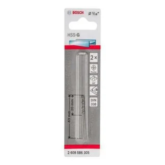Broca Metal-Madera 1/16 (1.5Mm), Hss-G, L=20Mm (43Mm), 2 Und; BOSCH; IVA | 3 | 2608586305 SU