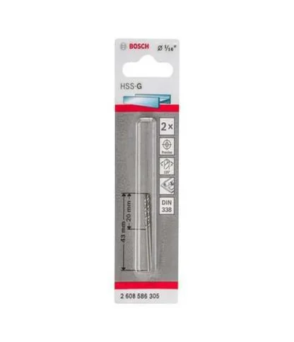Broca Metal-Madera 1/16 (1.5Mm), Hss-G, L=20Mm (43Mm), 2 Und; BOSCH