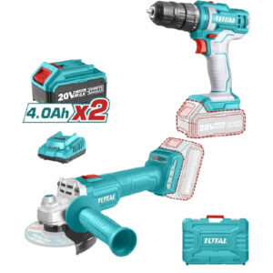 KIT TALADRO INALAMBRICO 3/8 + AMOLADORA 4-1/2 + 2 BATERIAS 4AMP + CARGADOR 4AMP -TOTAL-