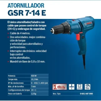 Atornillador GSR 7-14 E BOSCH 3/8