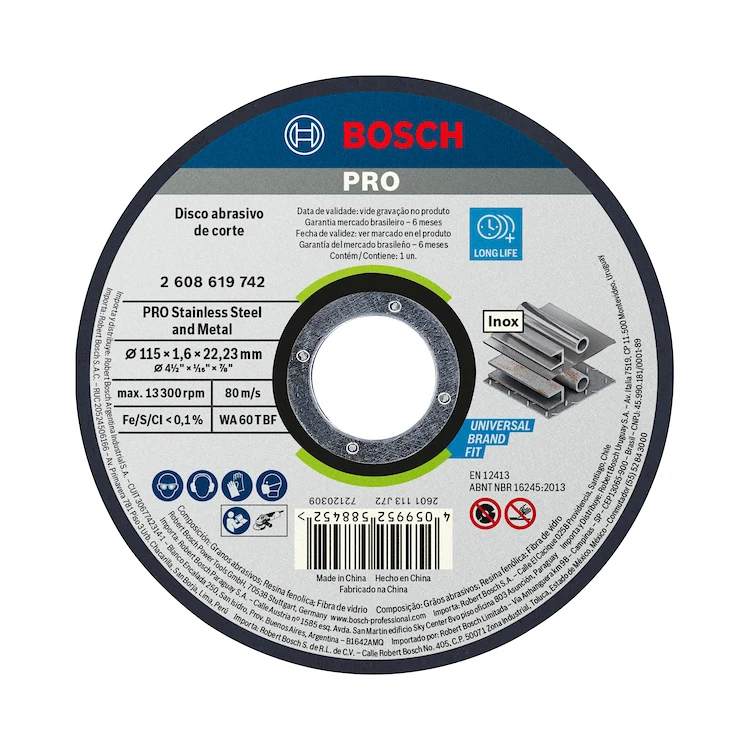 Disco Corte Metal 4-1/2 Pro Metal Bosch 115x1.6mm A46 S BF