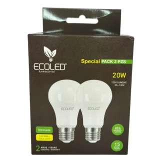 Foco Led 20W, 6500K, Luz Blanca, Pack: 2Und; ECO LED