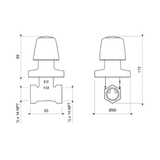 Llave Campanola 1/2, Met., P/Tipo Capri; TW