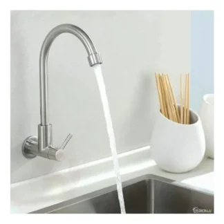 Llave Cocina Pared Met., 2402A-093A-E1, Palanca, P/Cisne, Satinada; FIORI