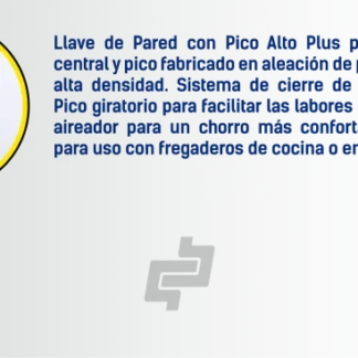 Llave Cocina Pared Pl., BP00436, Pomo Cr., P/Cisne, Cr.; BP