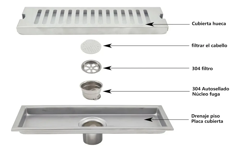 Rejilla Met. Rect. 600 X 100 X 80 (mm) (L/A/h), Acero Inox. Satinado - Imagen 4