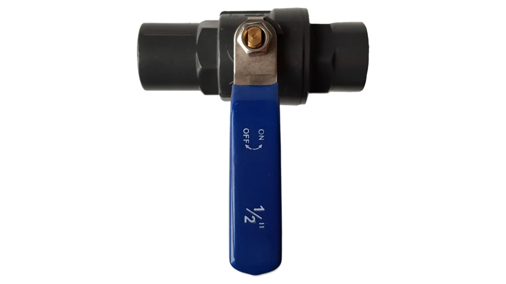 Valvula Esferica 1/2, PVC, H-H NPT, Compacta Ref., Gris C/Azul Metalico - Imagen 4