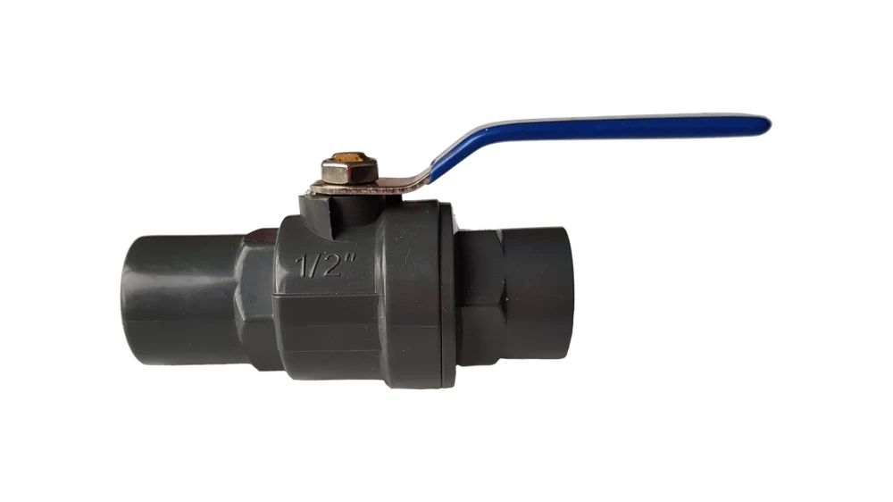 Valvula Esferica 1/2, PVC, H-H NPT, Compacta Ref., Gris C/Azul Metalico - Imagen 3