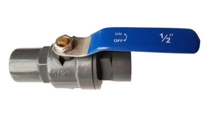 Valvula Esferica 1/2, PVC, H-H NPT, Compacta Ref., Gris C/Azul Metalico