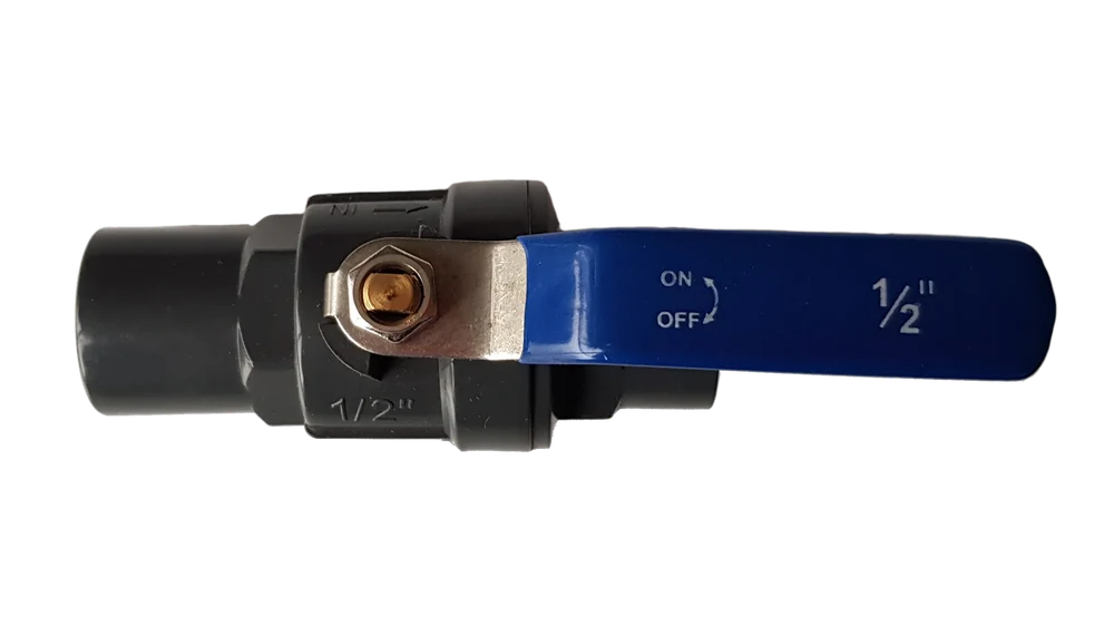 Valvula Esferica 1/2, PVC, H-H NPT, Compacta Ref., Gris C/Azul Metalico - Imagen 5