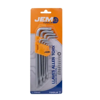 Set Llaves Torx 9Pzs, T10 A T50, Organiz.Abanico PL
