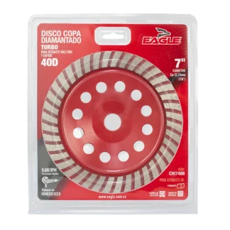 Disco Copa Desbaste Concreto 7, Turbo hum/seco, 40 D, Fino, 180 X 7/8