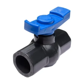 Valvula Esferica 32mm, PVC, H-H Lisa, Compacta, Gris M/Azul