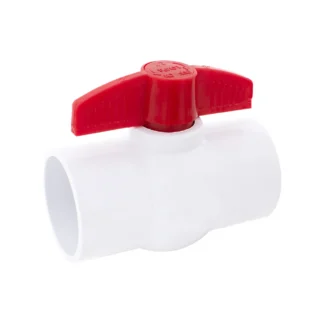 Valvula Esferica 63mm, (2), PVC, Lisa, Compacta, Bl.M/Rojo, 145PSI
