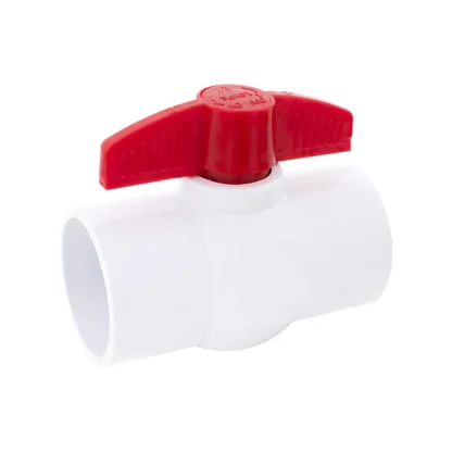 Valvula Esferica 63mm, (2), PVC, Lisa, Compacta, Bl.M/Rojo, 145PSI