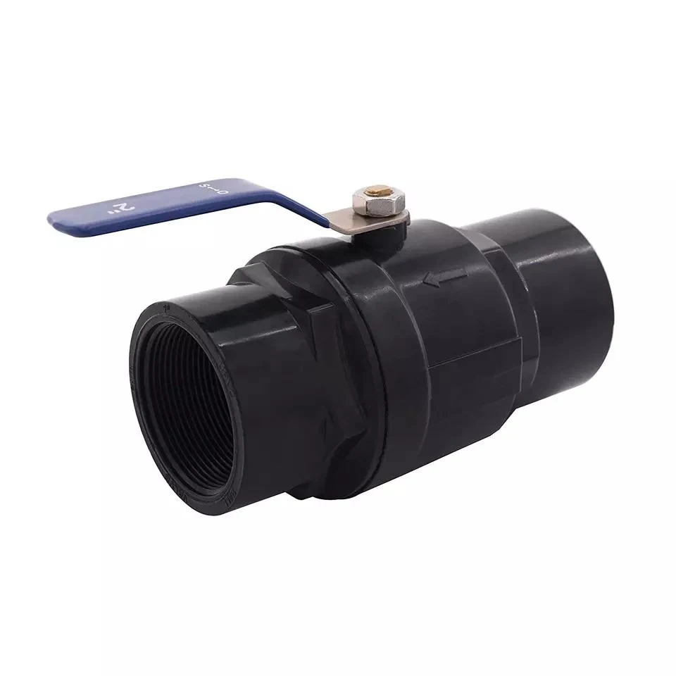 Valvula Esferica 1-1/2, PVC, Roscada H-H, Compacta Ref., Gris C/Azul Metalico - Imagen 3